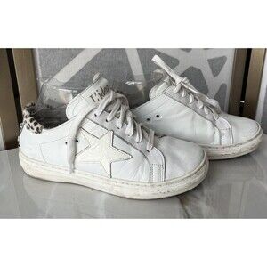 L’idea Lidea Lori Distressed  Star Leather Sneakers Size 37 6.5 7 Shoes Italy
